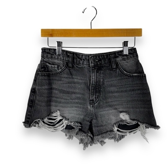KanCan Shana High Rise Distressed Jean Shorts, Faded Black Wash, Size 3/25 - Picture 1 of 9